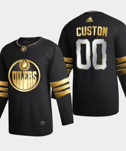 Custom Edmonton Oilers 2020-21 Golden Edition Limited Jersey Black