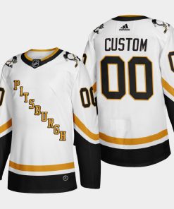 Custom Pittsburgh Penguins 2021 Season Reverse Retro Fourth White Jersey