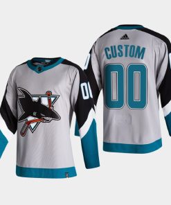 Custom San Jose Sharks 2021 Season Reverse Retro Special Edition Grey Jersey