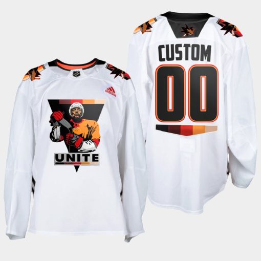 Custom San Jose Sharks Terry Smith Unite Special Warmup White Jersey