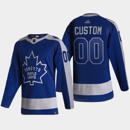 Custom Toronto Maple Leafs 2021 Season Reverse Retro Special Edition Blue Jersey