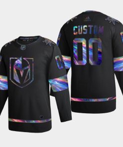 Custom Vegas Golden Knights Iridescent Holographic Collection Black Jersey