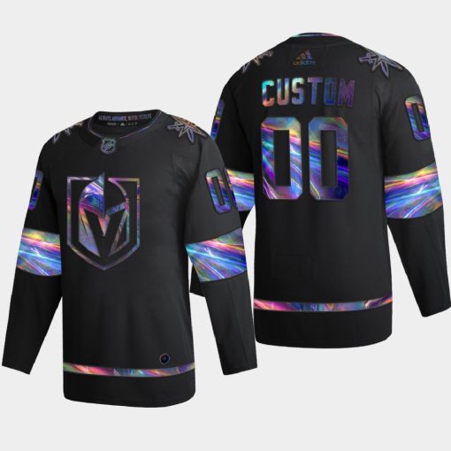 Custom Vegas Golden Knights Iridescent Holographic Collection Black Jersey