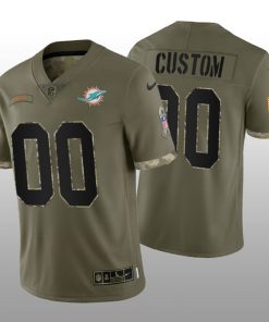 Custom Miami Dolphins Active Player 2022 Olive Salute To Service Limited Stitched Jersey
