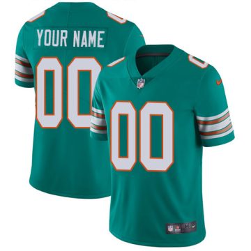 Custom Miami Dolphins Alternate Aqua Green Stitched Vapor Untouchable Limited Jersey