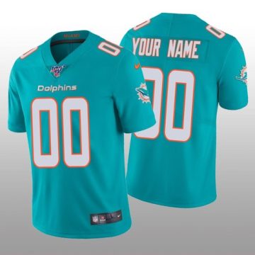 Custom Miami Dolphins Aqua Vapor Limited 100th Season Jersey