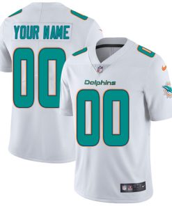 Custom Miami Dolphins Road White Stitched Vapor Untouchable Limited Jersey
