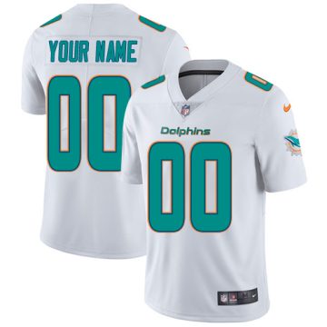Custom Miami Dolphins Road White Stitched Vapor Untouchable Limited Jersey