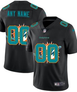 Custom Miami Dolphins Team Logo Dual Overlap Limited Jersey Black