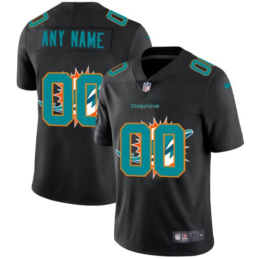 Custom Miami Dolphins Team Logo Dual Overlap Limited Jersey Black