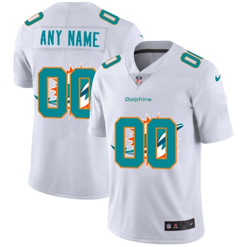 Custom Miami Dolphins White Team Big Logo Vapor Untouchable Limited Jersey