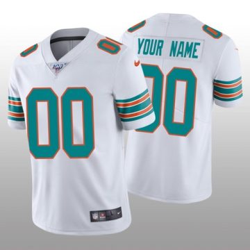 Custom Miami Dolphins White Vapor Limited 100th Season Jersey