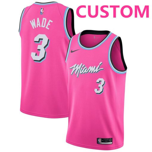 Custom Miami Heat Pink 2018-19 Swingman Earned Edition Jersey