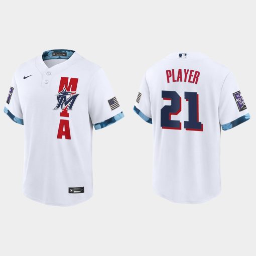 Custom Miami Marlins 2021 All-star Game Cool Base Jersey White