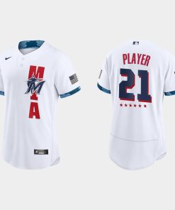Custom Miami Marlins 2021 All-star Game Flex Base Jersey White