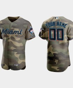 Custom Miami Marlins 2021 National Armed Forces Day Flex Base Jersey Camo