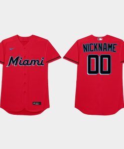 Custom Miami Marlins 2021 Players' Weekend Nickname Jersey Red