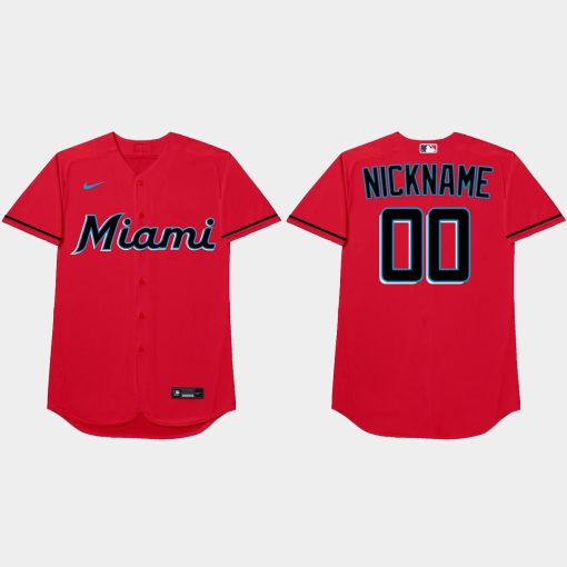 Custom Miami Marlins 2021 Players' Weekend Nickname Jersey Red