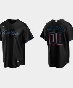 Custom Miami Marlins Black Cool Base Alternate Jersey