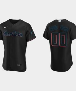 Custom Miami Marlins Black Flex Base 2020 Alternate Jersey