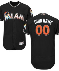 Custom Miami Marlins Black Flexbase Collection Jersey