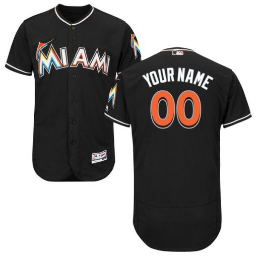 Custom Miami Marlins Black Flexbase Collection Jersey