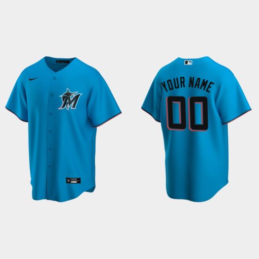 Custom Miami Marlins Blue Cool Base Alternate Jersey