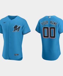 Custom Miami Marlins Blue Flex Base 2020 Alternate Jersey