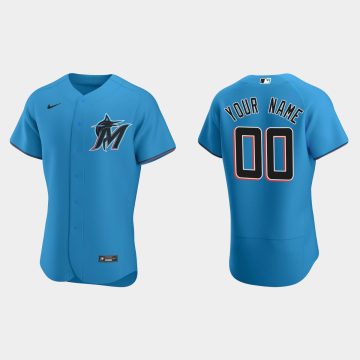 Custom Miami Marlins Blue Flex Base 2020 Alternate Jersey
