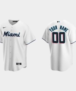 Custom Miami Marlins Cool Base Home Jersey White