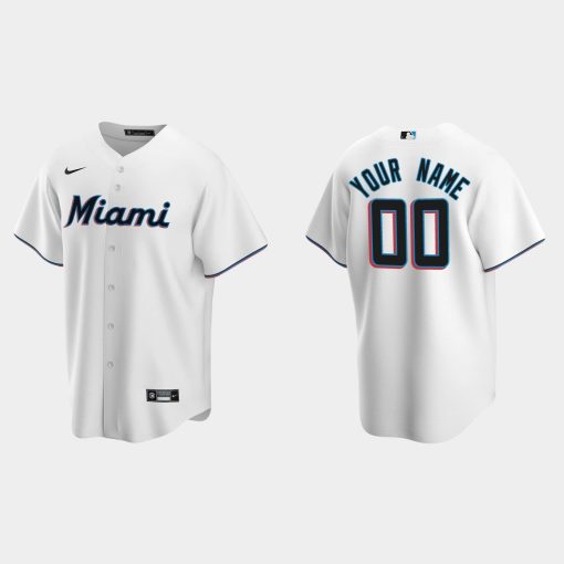 Custom Miami Marlins Cool Base Home Jersey White