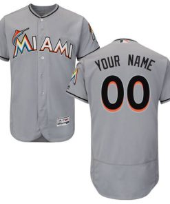 Custom Miami Marlins Gray Stitched Flex Base Jersey