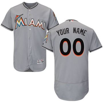 Custom Miami Marlins Gray Stitched Flex Base Jersey