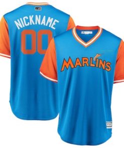 Custom Miami Marlins Light Blue 2018 Players' Weekend Cool Base Jersey