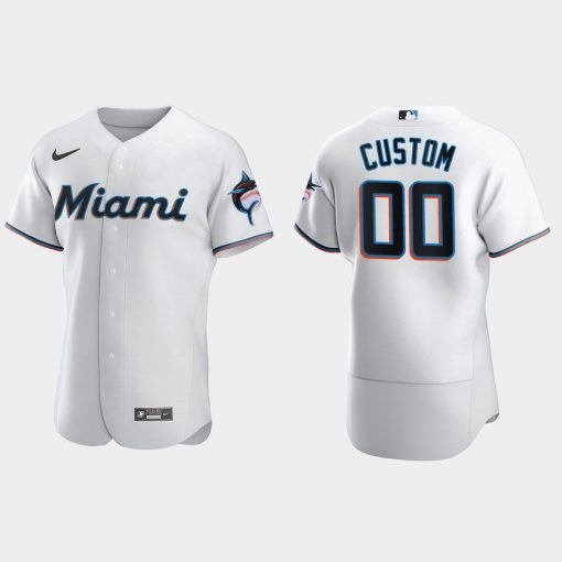 Custom Miami Marlins White Flex Base Jersey