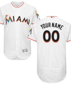 Custom Miami Marlins White Stitched Flex Base Baseball Jersey