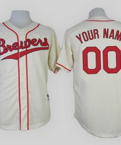 Custom Milwaukee Brewers 1948 Turn Back The Clock Cream Jersey