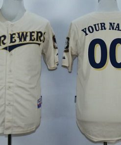 Custom Milwaukee Brewers Cream Stitched Flex Base Jersey