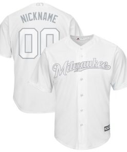 Custom Milwaukee Brewers 2019 Players' Weekend Cool Base Roster White Jersey