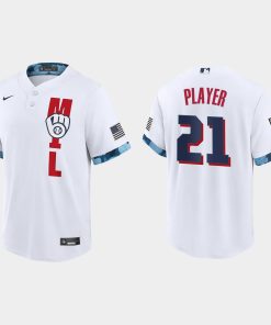 Custom Milwaukee Brewers 2021 All-star Game Cool Base Jersey White
