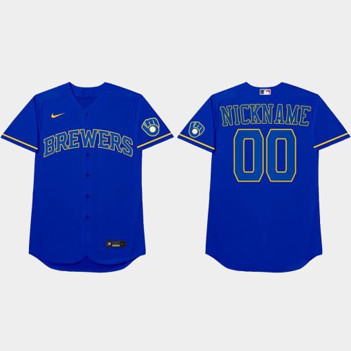 Custom Milwaukee Brewers 2021 Players' Weekend Nickname Jersey Royal