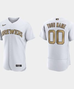 Custom Milwaukee Brewers 2022 All-star Game Flex Base Jersey White