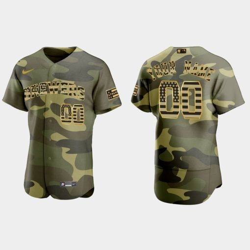 Custom Milwaukee Brewers 2022 Armed Forces Day Flex Base Jersey Camo