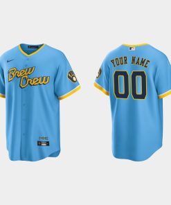 Custom Milwaukee Brewers 2022 City Connect Cool Base Jersey Powder Blue
