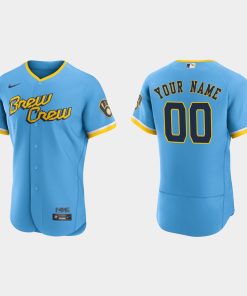 Custom Milwaukee Brewers 2022 City Connect Flex Base Jersey Powder Blue