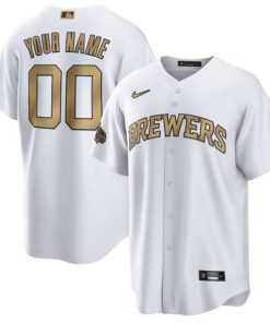 Custom Milwaukee Brewers Active Player White 2022 All-star Cool Base Stitched Baseball Jersey