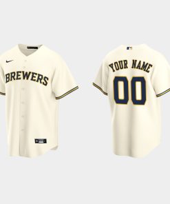 Custom Milwaukee Brewers Cream Cool Base Home Jersey