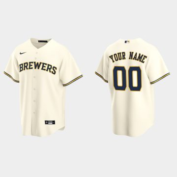 Custom Milwaukee Brewers Cream Cool Base Home Jersey