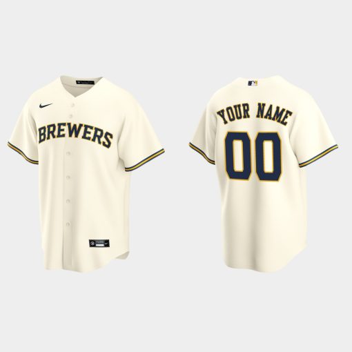 Custom Milwaukee Brewers Cream Cool Base Home Jersey