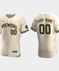 Custom Milwaukee Brewers Cream Flex Base 2020 Alternate Jersey